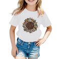 thumbnail image 2 of PMVFHDE T-Shirt Graphique pour Enfants à Imprimé Tournesol, Col Rond, Manches Courtes, Haut Décontracté, Tee pour Fille, 2-Blanc, 3-4 Ans, 2 of 4