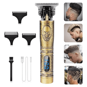 Hair Clippers for Men, CIICII Professional Hair Trimmer Zero Gapped T-Blade Trimmer Cordless Rechargeable Edgers Clippers Electric Beard Trimmer Shaver Hair Cutting Kit with LCD Display