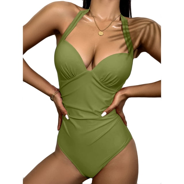 Birdeem Maillot de Bain Femme Aguichant Uni Taille Haute