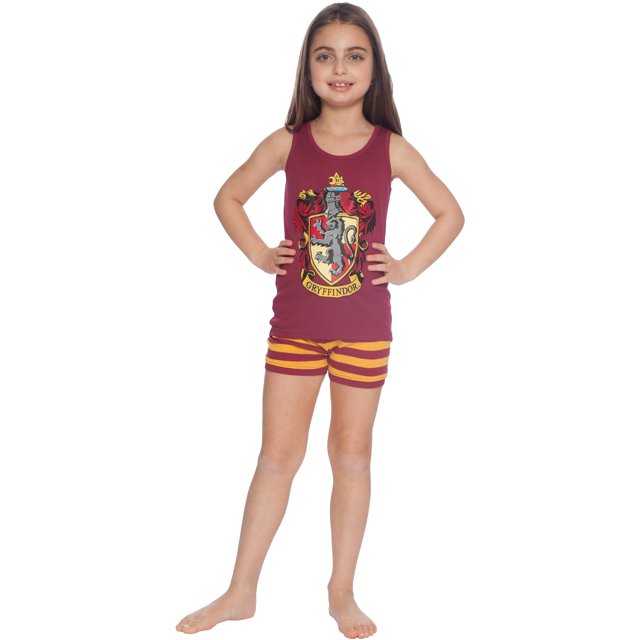 HARRY POTTER Gryffindor House Crest Cotton Tank Short Pajama 2pc Set, Gryffindor, 12