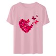 thumbnail image 4 of Meichang Valentine's Day Chemises pour Femmes Imprimé Cœur Manches Courtes Col Rond Pull Ample Décontracté Vacances, 4 of 6