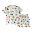 thumbnail image 1 of Ensemble de Pyjama pour Fille, Col Ras du Cou à Motif, Doux et Confortable, Tenue d'Été pour Filles, Vêtements pour Tout-Petit Garçon 5-6 Ans, Vêtements pour Enfants, 1 of 6