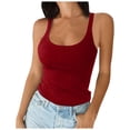 thumbnail image 1 of Lixiuxyad Ribbed Tank Tops For Women Women Spaghetti Strap Scoop Neck Ribbed Tank Tops Slim Fitted Cotton Camisole Basic Sleeveless Layering Shirts, 1 of 4