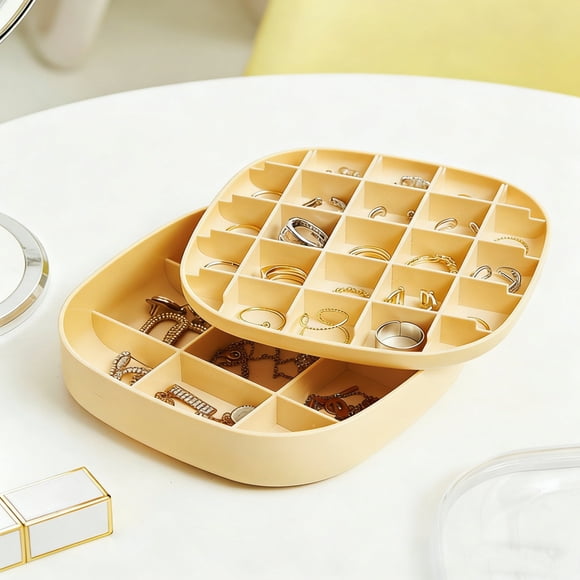 Dvkptbk plastic box Double Layer Jewelry Organizer Box Grids Sealed Tarnish Resistants Case for Earrings Rings Necklaces Bracelets Portable Travel Organizer for Women Girls