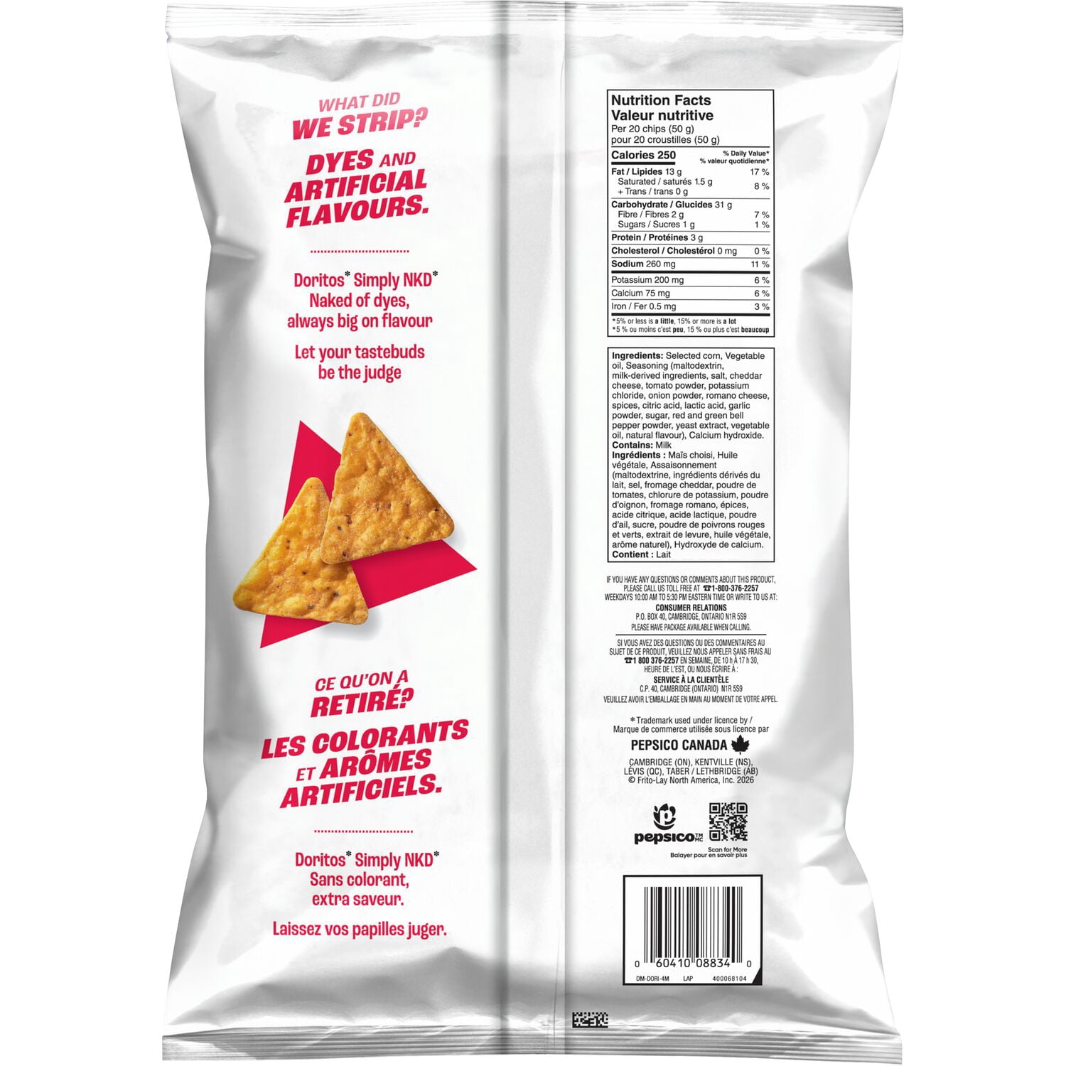 Doritos Simply NKD chips tortilla aromatisées Fromage nacho.