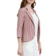 thumbnail image 4 of INSPIRE CHIC Blazer à Rayures pour Femme Manches 3/4 Décontracté Ouvert à l'Avant Revers Cranté Blazer S Rose Foncé, 4 of 7