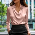 thumbnail image 1 of BLCHUNen Chemises de Travail pour Femmes Manches Longues Col en V Chandail Col Rabattu Léger Bureau Décontracté, 1 of 6