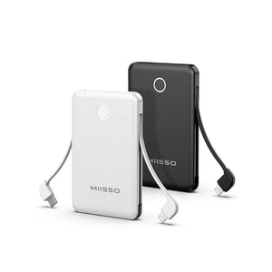 6000mah Ultra Slim Built in Cables Power Bank, Card Size Built in USB C Cords Battery Pack Portable Charger for Phones, 3 Output External Battery Pac
