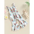 thumbnail image 3 of xiaxaixu Baby Kid Girls Jumpsuit, Sleeveless Rabbits Print Long Flare Pants for Easter Party, 3 of 9