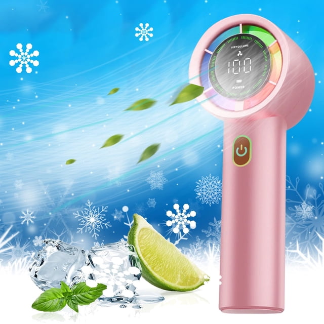 Portable Handheld Fan, Powerful Hand Held Mini Fan, New High-speed Refrigeration Fan Handheld USB Brushless Intelligent Digital Display 100 Mini Portable Fan