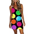 thumbnail image 1 of Pompotops Femmes Casual V-Neck Bandage Sans Manches Impression en Vrac Veste Robe de Ceinture, 1 of 5