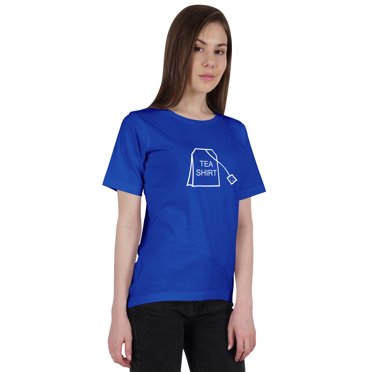 Inkmeso T-shirt à Encolure Dégagée « Tea Shirt » à Lettres Imprimées pour Amatrice de Thé, T-Shirt en Jersey pour Femmes