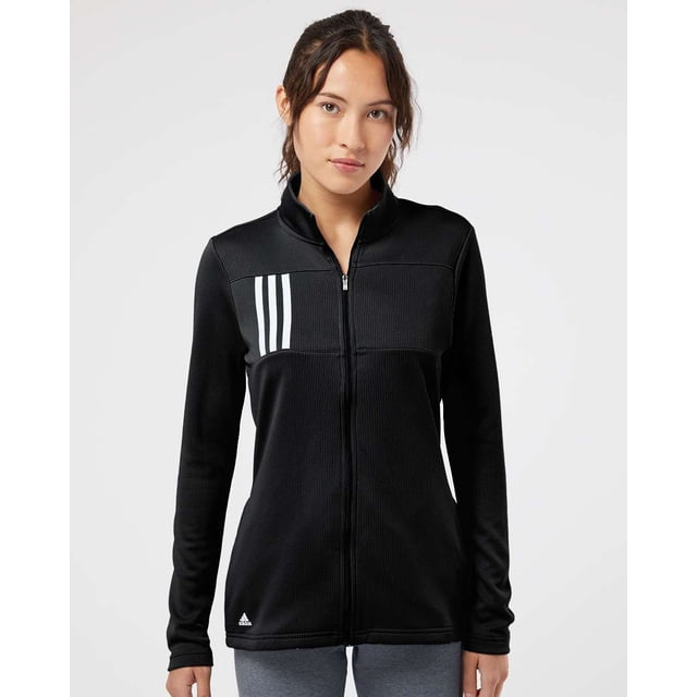 Femmes Tricot Double à 3 Rayures à Fermeture Éclair Intégrale, L, Noirgris Deux