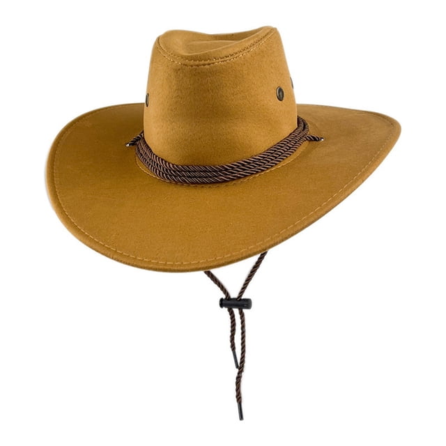 GDREDA Mens Cap "Vintage Suede Cowboy Hat British Style Western Rancher Hat For Unisex",Yellow