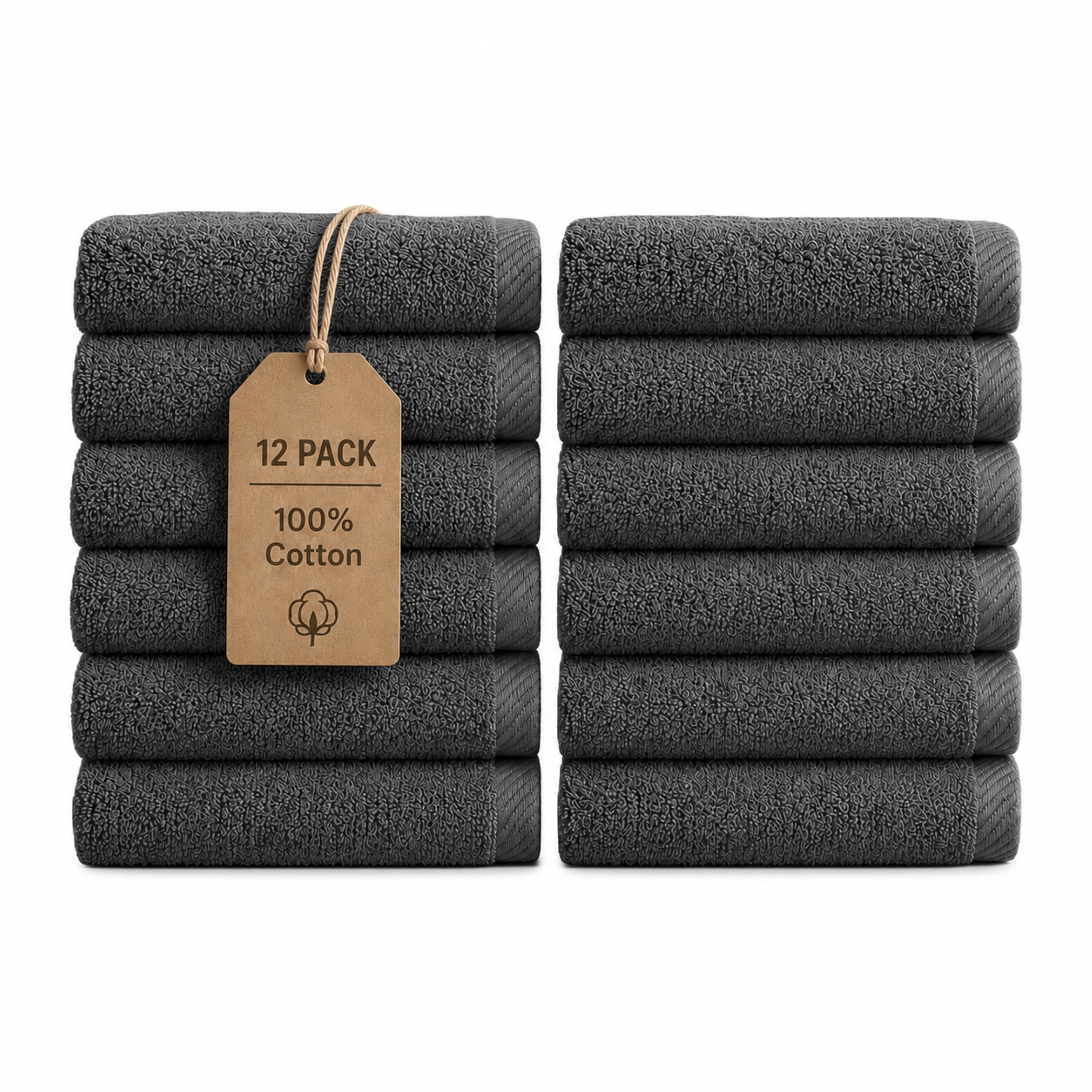 Swift Home 2 Pack Bath Towel Set – 100% Cotton, Luxuriously Soft, Highly Absorbent, Quick Dry, Grey