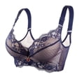 thumbnail image 1 of B91xZ Sheer Mesh Demi Underwire Bra Front Closure Plus Size Full Coverage Lace Underwire Racerback Bra,Blue 38B, 1 of 5