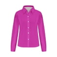 thumbnail image 5 of Besolor Button Down Shirts for Women Solid Color Long Sleeve Colared Tops Loose Office Blouses for Casual Work, 5 of 5
