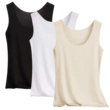Posijego 3 Pack Tank Tops for Women Scoop Neck Basic Undershirts Layers Sleeveless Tank Shirts