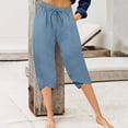 thumbnail image 2 of Yanlir Ladies' High Waist Straight Leg Trousers Solid Color Casual Pants with Button Fly Zipper Pocket Stretch Office Work Long Pants(Red,L), 2 of 6