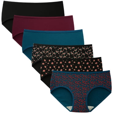 INNERSY Womens Underwear Packs Cotton Hipster Panties Mid/Low Rise 6-Pack (L, Bright)