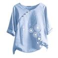 thumbnail image 1 of 2025 Col Rond Court à Boutons Manches Longues Hauts Femmes Imprimé Floral T-Short Hauts Femmes Chemises Blouse de Compression Décontractée Femmes T-Shirt pour Femmes, 1 of 2