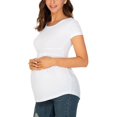 thumbnail image 5 of Vêtements de Grossesse Offres de l'Action de Grâce Liquidation Été Vêtements de Maternité pour Femmes Col Rond Manches Courtes Volants Pli Hauts de Grossesse, 5 of 5