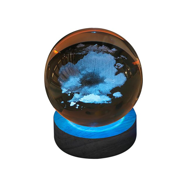 3d Glowing Crystal Ball Night Light Ornament Creative Coloful Night Scene Lamp With Base For Home Decor Gift