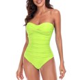 thumbnail image 3 of RELLECIGA Women's Ruched Neck Halter Twist Bandeau One Piece Swimwear Bathing Suits, 3 of 6