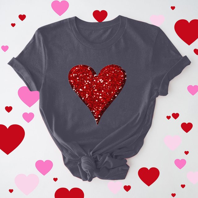 Cadeau de la Saint-Valentin pour Femmes T-shirt Décontracté à Col Rond à Manches Courtes Imprimé Arbre de Noël