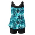 thumbnail image 4 of UPPADA Maillots de Bain 2 Pcs à Couverture Complète pour Femmes, Floral, Athlétique, Col Ras du Cou, Maillots de Bain Taille Haute, Contrôle du Ventre, Maillot de Bain Modeste, Haut de Tankini Confortable avec Short, Bleu Ciel, m, 4 of 5