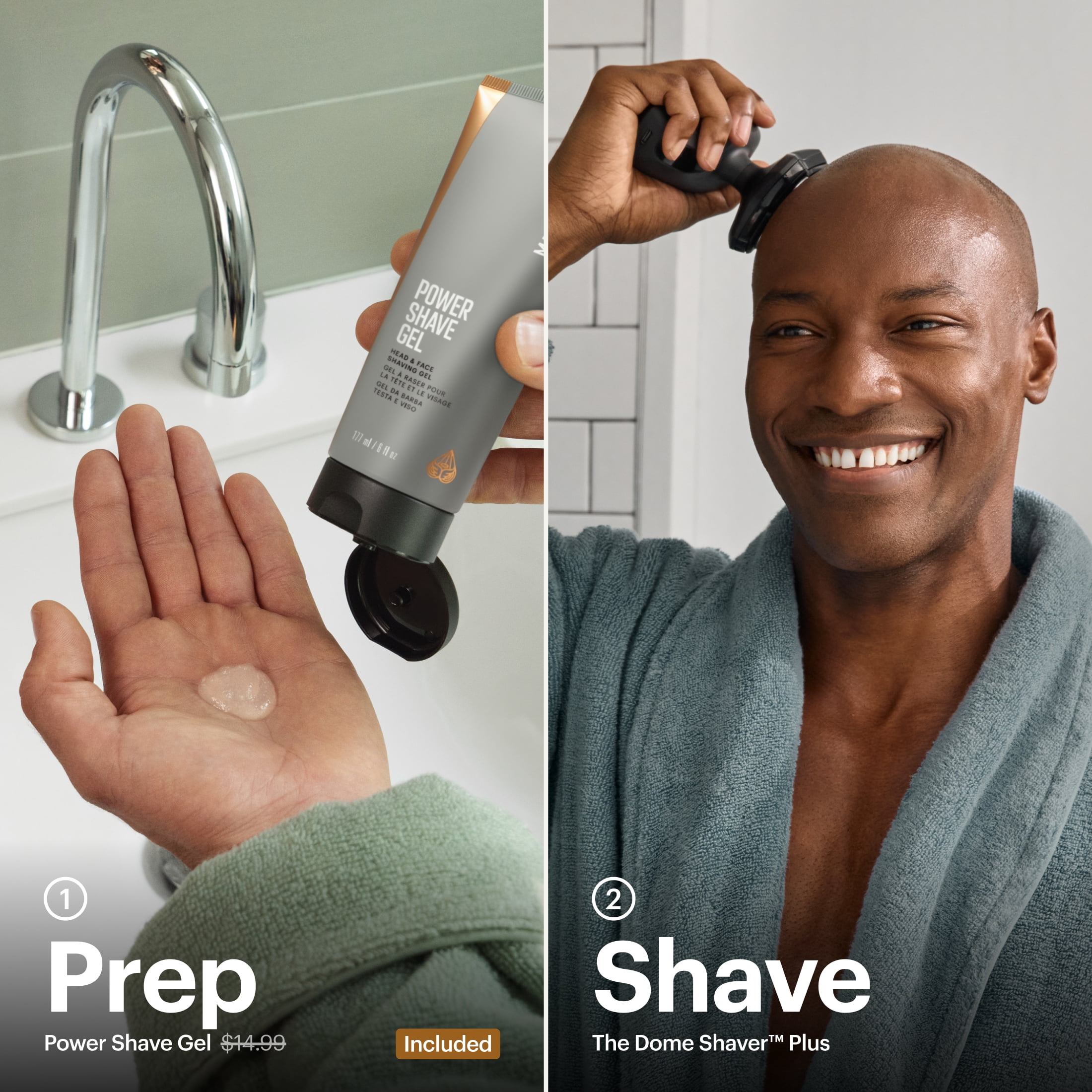 The Dome Shaver Plus Precision Pack MANSCAPED , Rasoir électrique pour la tête, Tondeuse Wet/Dry pour le crâne avec Power Shave Gel