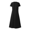 thumbnail image 5 of JUNWELL Liquidation d'Économies d'Été Robes Maxi pour Femmes Été Robe Débardeur en Coton et Lin Manches Courtes Ample Col Ras du Cou Maxi Longue Fluide avec Poches, 5 of 5