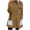 thumbnail image 1 of Yuyuzo Chandails en Molleton en Molleton pour Femmes Automne Hiver Manches Longues Col Rond avec Poches, 1 of 5