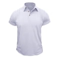 thumbnail image 1 of KIHOUT Chemises d'Été pour Hommes, T-Shirt à Manches Courtes Uni Décontracté Mode à Col Rabattu, Chandail à Boutons, Blouse T-Shirt Blanche G, 1 of 4