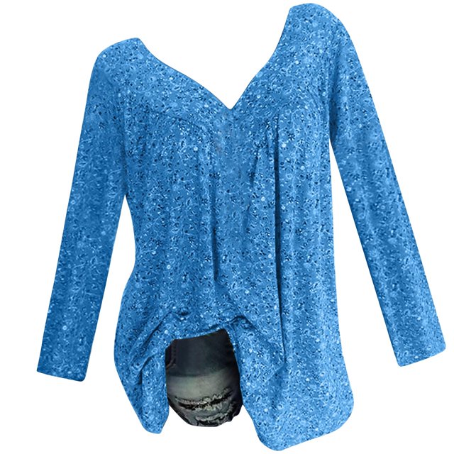 CEHVOM Blouse à Manches Longues à Col en V Imprimée pour Femme Grande Taille, Chandail à Enfiler, Hauts, Chemise, Liquidation. Cette Blouse pour Femme Grande Taille Présente un Col en V, des Manches Longues et un Imprimé floral Bleu Créatif. Fabriquée en polyester avec une texture Douce et Respirante, Elle Offre un Style Décontracté et Stylé. Convient à Agencer avec des jeans, des Collants Ou des Pantalons, Idéale pour les occasions de Printemps et d'Été comme les Sorties Quotidiennes, l'École, les Déplacements Ou les Fêtes.