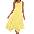 thumbnail image 2 of Liquidation d'Été 2025! Robe Grande Taille pour Femmes, Liquidation d'Été pour Femmes, Robes Sans Manches à Col Rond avec Cordon de Serrage, Robe Décontractée à Volants en Ligne A Mini, 2 of 5