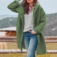 thumbnail image 2 of IROINID Women's Woolen Jacket Long Sleeve Solid Color Hoodie Outwear, Comfy Button Woolen Jacket, 2 of 5