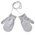 thumbnail image 2 of Gray Gloves Mittens Children Winter Warm Solid Knitted Cute with String Gloves, 2 of 3