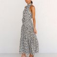 thumbnail image 3 of Women's Sleeveless Halter Neck Boho Floral Print Backless Flowy Beach Long Maxi Belted Dresses with Pockets, 3 of 3