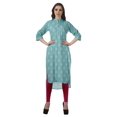 thumbnail image 2 of Moomaya Kurti Indienne Imprimée Tunique en Coton pour Femme Col Mandarin Kurta Longueur Genou, 2 of 6