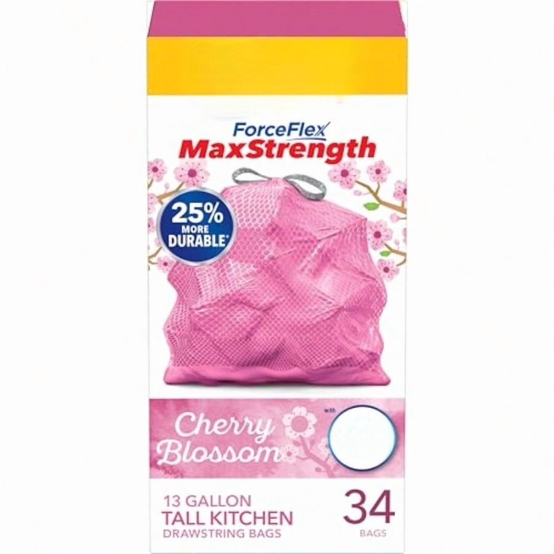 Kitchen Trash Bags 13 Gallon, Cherry Blossom Garbage Bags, 34 Count