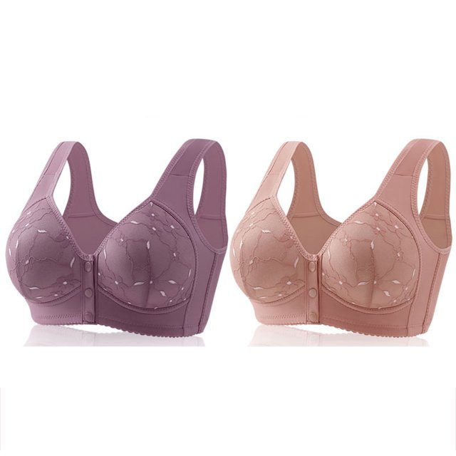 Yuyuzo Front Closure Bras for Women Plus Size 2 Pack Full Support Wireless Comfortable Everyday Bra