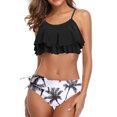 thumbnail image 2 of RKSTN Women Two Piece Swimsuits High Waisted Bikini Ruffle Tummy Control Bottoms Halter Bathing Suits, 2 of 4