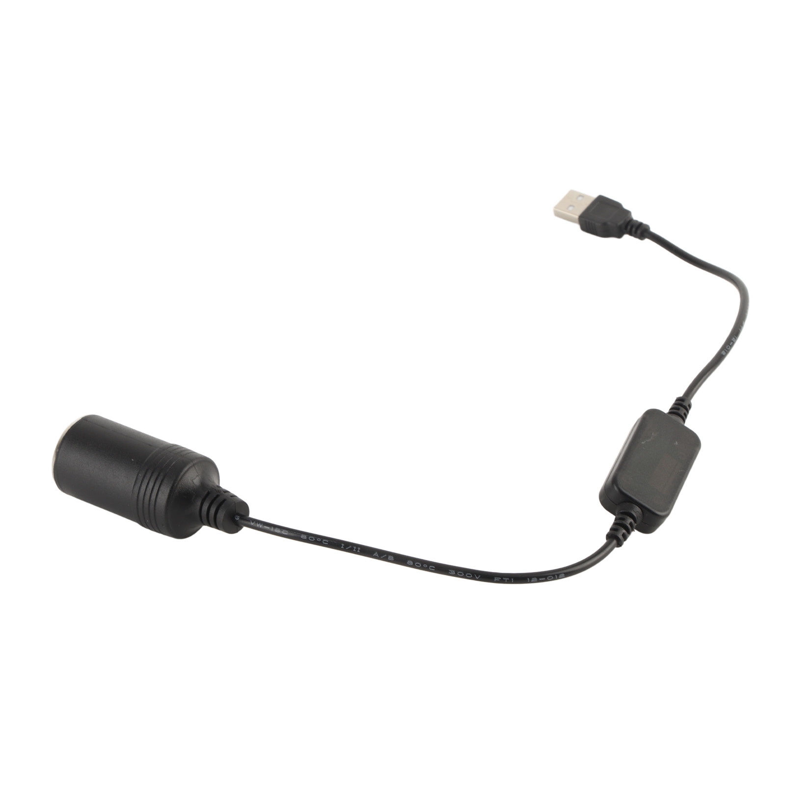 USB Port to 12V Car Cigarette Lighter Adapter Socket Female Converter Adapter Cord for Driving Recorder, Electronic Dog, Car Charger