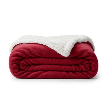 Beddora Luxury Flannel Sherpa Throw Blanket – 50” x 60” – Ultra-Soft & Warm – 450 GSM Plush Reversible Fleece – Cozy Winter Couch or Bed Blanket – Red