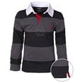 thumbnail image 3 of Petit Garçon Polo Rugby à Manches Longues en Coton 100 à Larges Rayures - Noir Charbon Taille 3, 3 of 3