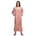 thumbnail image 3 of Moomaya Robe de Nuit Maxi pour Femmes en Coton à Col en V Imprimé avec Bordure Volantée, 3 of 5