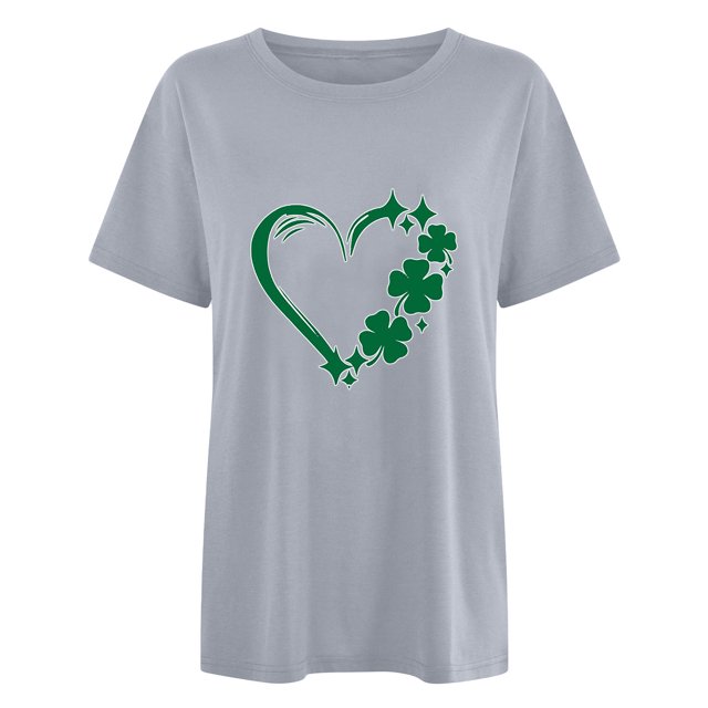 AherBiu St. Patrick's Day Tops for Women Printed Basic Comfy Top Tees Shirts Short Sleeve Dailywear