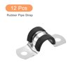 thumbnail image 3 of Unique Bargains 12Pack 5/8' Cable Clamp U Shape Stainless Steel Rubber Cushioned Pipe Strap, 3 of 5
