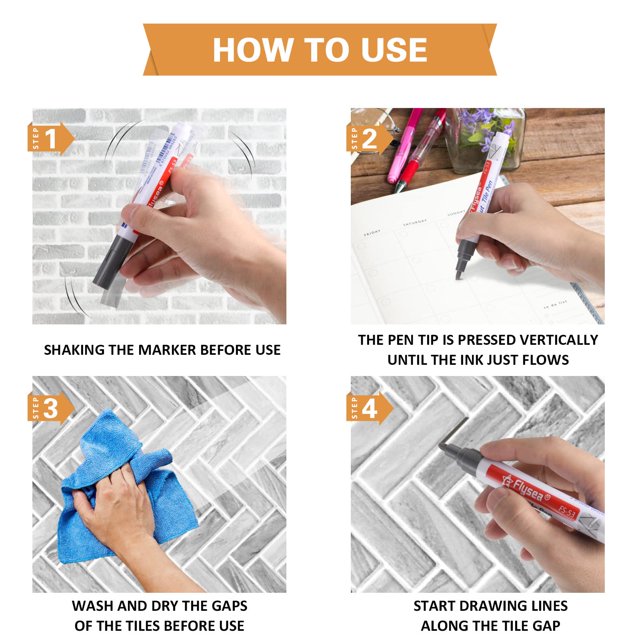 maskred 8pcs/set Easy-to Tile Seam Marker Tile Grout Like Pro Powerful Functions Marker Grout Pen dark gray 1Set